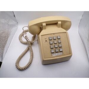 Vintage Beige Rotary Dial Desk Telephone Landline Corded Retro Home Office Decor